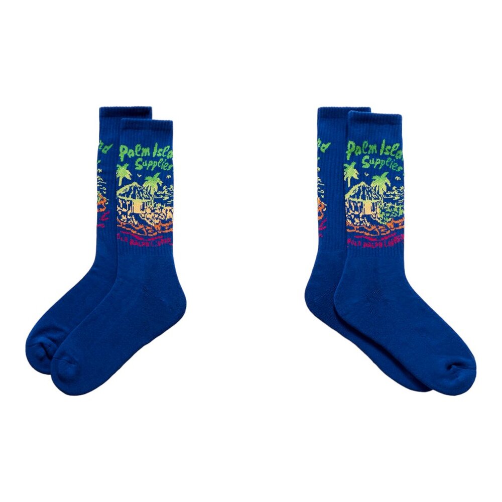 Polo Ralph Lauren Palm Island Crew Socks 2 Pack Blue Men's Size 10-13 - Picture 2 of 6